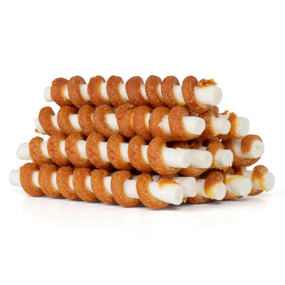 MON2SUN Dog Treats 5 Inch Chicken Wrapped Rawhide Sticks Dog Rawhide Twist for Small Dogs Promotes Dental Health Dog Chew 10.58oz (13 Count-Pack of 1)