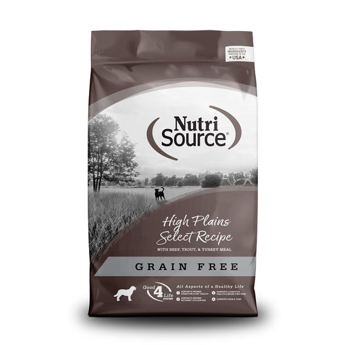 NutriSource High Plains Select Grain-Free Dog Food Made with Beef Trout and Turkey Meal 15LB Dry Dog Food