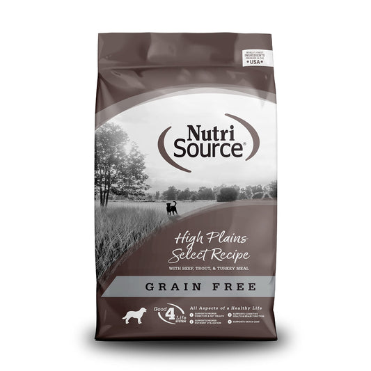 NutriSource High Plains Select Grain-Free Dog Food Made with Beef Trout and Turkey Meal 15LB Dry Dog Food