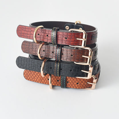 Labrador Gold Leather Dog Collar for Medium and Large Breeds